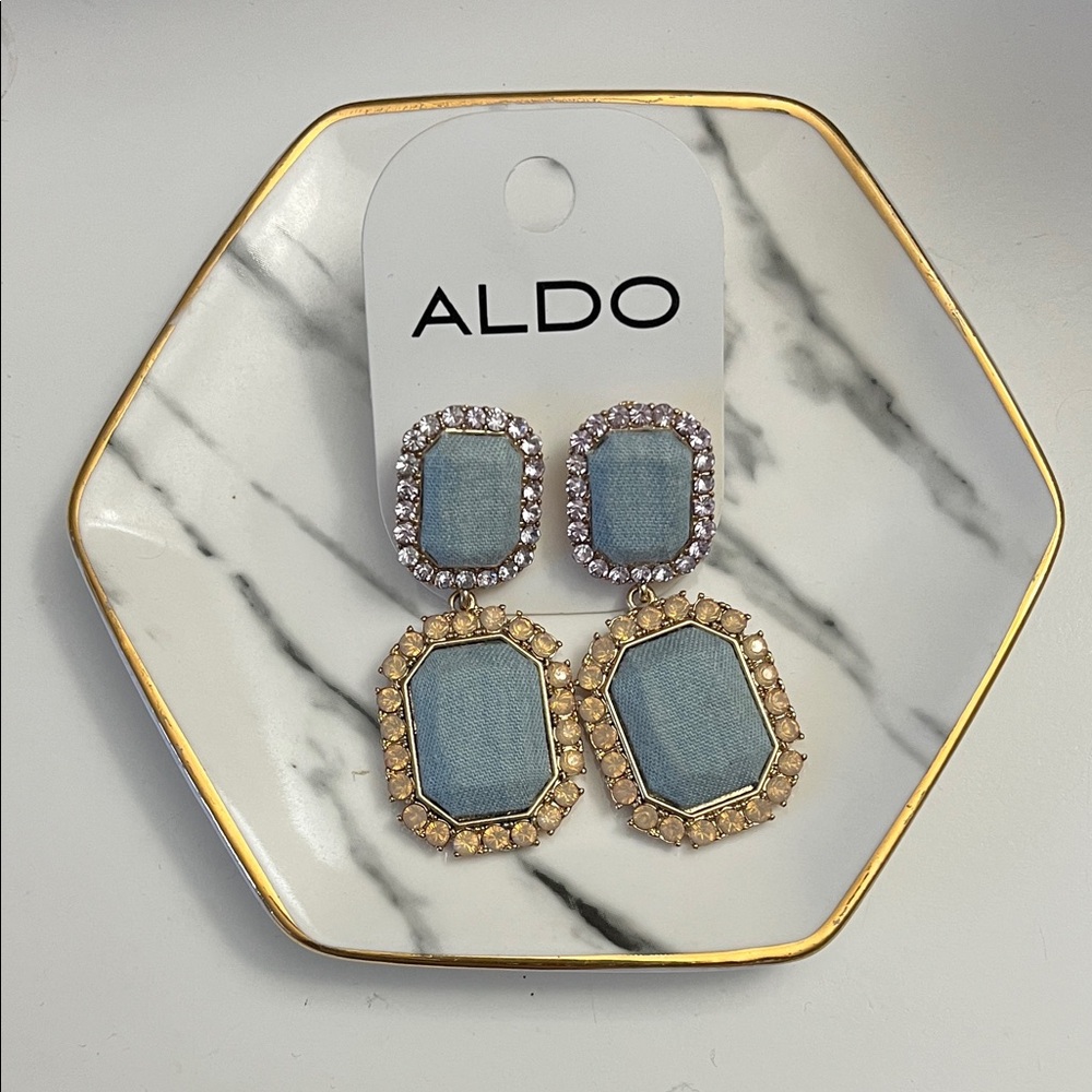 Aldo Blue and Gold Statement Earrings